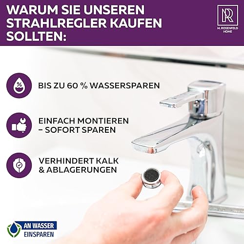 Strahlregler Wasserhahn Aufsatz Küche & Bad M24 Wassersparen 5 l/min - High Tech Anti Kalk Wasserhahn Sieb mit Kugelförmige Filter - Luftsprudler aus Verchromten Messing - Cheap-Us