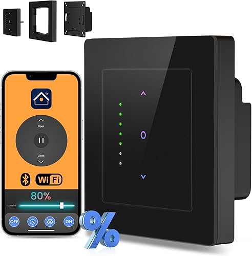 AVATTO Smart WiFi Rollladenschalter 55 x 55mm, Glasfläche,Touchscreen, Jalousieschalter kompatibel mit Alexa,Google Assistant Sprachsteuerung und Smart Life App Fernbedienung [Nullleiter erforderlich] - Cheap-Us