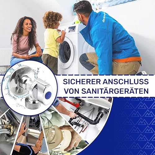 Eckventil 1/2 Zoll x 3/4 Zoll aus Verchromtem Messing für die Wasserversorgung der Waschmaschine Geschirrspülers Waschbeckens Toilette - Garantie 10 Jahre - MONTERAL - Cheap-Us
