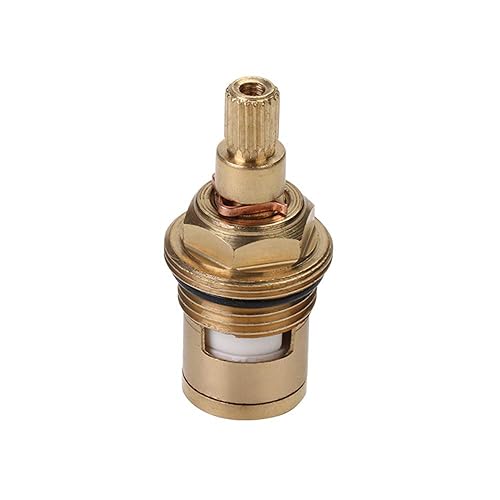 Lezed Wasserhahn Ventiloberteil 1/2' zoll, Oberteil Ventiloberteil, Wasserhahn-Kartusche Ersatz Ventile, Keramik-Oberteil Armaturen, Messing Scheibe, Vierteldrehung Armaturen (2er Pack Kalt und Warm) - Cheap-Us
