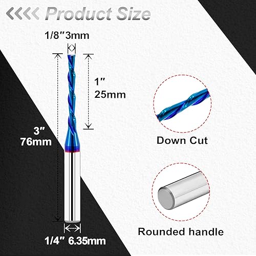 FOCSTOL Spiralnutfräser 3mm Kompression - Fräser CNC Spiralfräser, Upcut Spiralfräser Router Bit mit Nano-Blau-Beschichtung zum Nuten und Schnitzen von Holz - Cheap-Us