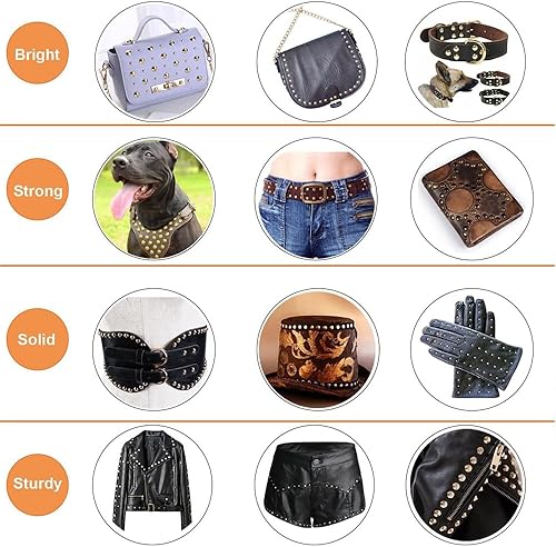 GIGIIS Leder Nieten 480 Set Doppelkappe Nieten 3 Größen Ledernieten Metallnieten Set Metall Doppelkappe Nieten Set mit 3 Stück Fixierung Werkzeug + Lochzange für DIY Leder Handwerk Tasche Gürtel - Cheap-Us