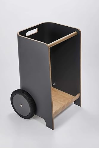 Kaminholzwagen 'Schlepperfahrer' | aus Buchenformholz | Brennholzwagen | (Buchenformholz beidseitig Schichtstoff (CPL) Diamantgrau) - Cheap-Us