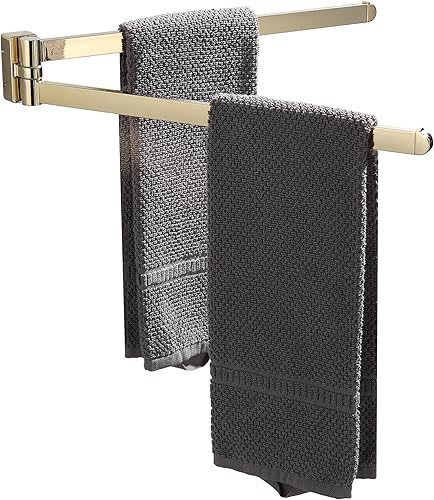 BGL Verchromter Handtuchhalter, Edelstahl, Wandmontage, Handtuchhalter mit 2 Schwenkstangen - Cheap-Us