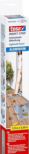 tesa Insect Stop Aluminium Lichtschachtabdeckung, effektiver Schutz vor Insekten, einfache Montage, witterungsbeständig 1,35m x 60cm - Cheap-Us