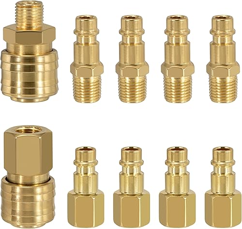 QIMEI-SHOP Druckluftkupplung 1/4'BSP Schnellkupplung Druckluft Kupplungen 1/4 Zoll Schnellanschluss Kupplung für Luftkompressor-Fittings Schläuche Kupplungsstecker 10 Stück - Cheap-Us