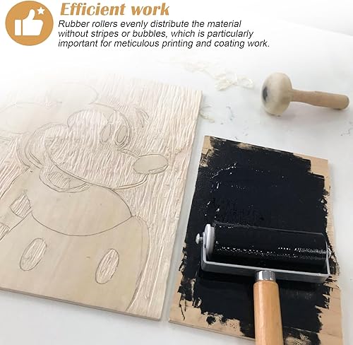 WIYETY 4 PCS Gummiwalze Gummiroller: Kleberwalze Gummiwalze Gummi, Linoldruck Farbwalze, Malerwalze Gummirolle, Gummiwalze für Tintenfarbblock, Stempeln, Drucken, Tapeten Kunsthandwerk 3,5/6/10cm - Cheap-Us