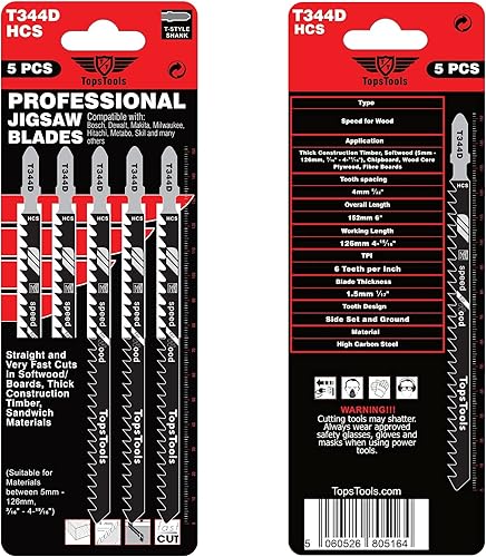 15 x TopsTools JSTT344D_3 T344D 152mm lange Stichsägeblätter für saubere und schnelle Schnitte kompatibel mit Bosch Dewalt Makita Milwaukee und vielen mehr - Cheap-Us