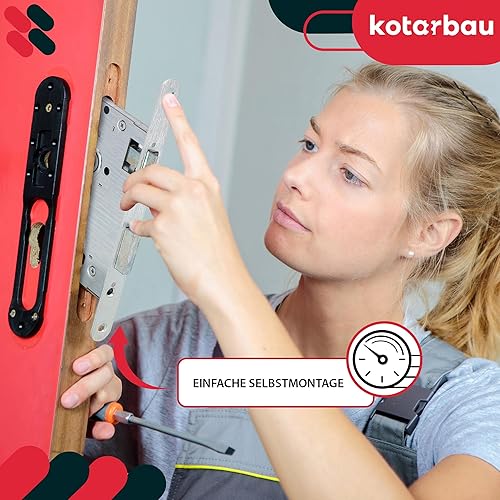 KOTARBAU® Einsteckschloss DIN Links Bunbartschlüssel Schloss Türschloss mit Gegenplatte Stahl Top-Qualität Rostfrei Robust Stahltürschloss 72 / 55mm - Cheap-Us
