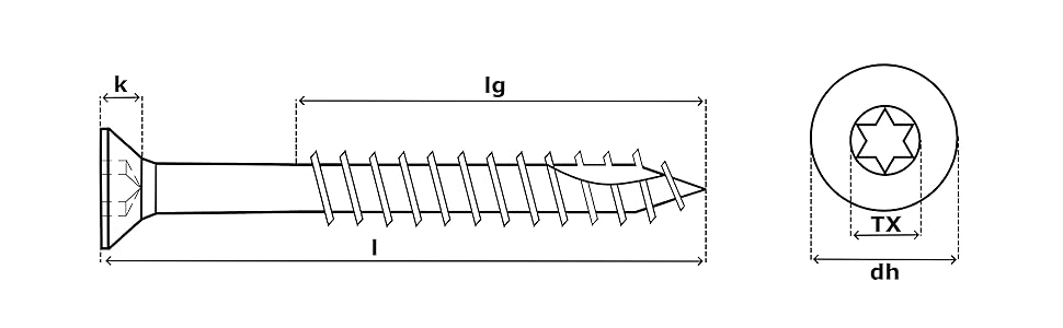 holzbauschraube mit senkkopf technische zeichnung