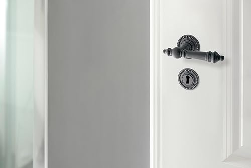 Ventano antiker Türbeschlag Türdrückergarnitur Türklinken und Rosetten für Zimmertüren (Buntbart) Modell 1900 Eisen schwarz - Cheap-Us