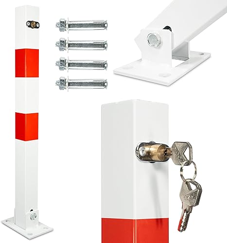 HSM Parkpfosten Absperrpfosten Poller klappbar 65 cm Sperrpfosten Parkplatzsperre Wegsperren Klapppfosten Parkwatch Barrierepfosten - Cheap-Us