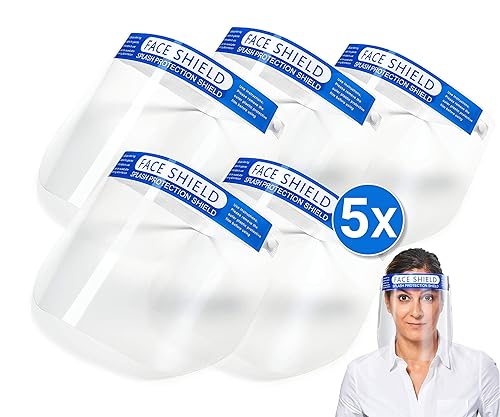 [5 Stück] Face Shield mit Anti Beschlag Visier und angenehmem Dank Polsterung- Gesichtsschutzschild, Faceshield, Visier, Spuckschutz… - Cheap-Us