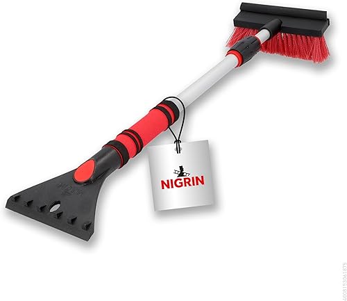 NIGRIN Eisschaber Auto Eiskratzer mit Schneebesen, teleskopierbar bis zu 66 cm lang - Cheap-Us