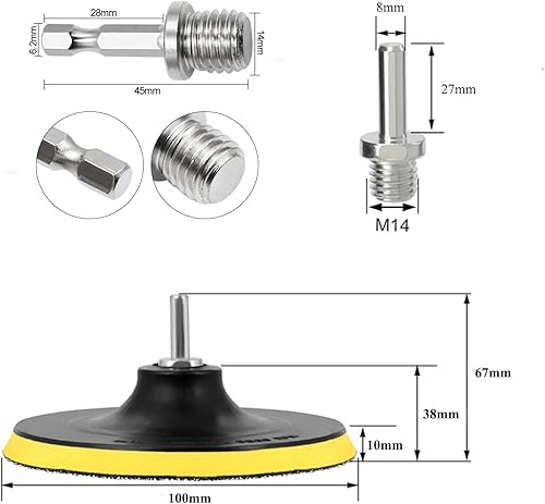 Secwell 3 Stück 100mm Klett Polierteller m14 inkl. 2er Gewinde Adapter für Schleifteller Winkelschleifer - Cheap-Us
