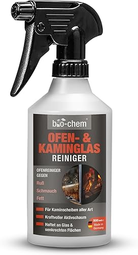 bio-chem Ofen- und Kaminscheibenreiniger Kaminglasreiniger - 3x 500 ml Hochleistungs-Aktivschaum inkl. Mikrofasertuch - Entfernt mühelos hartnäckige Ablagerungen wie Ruß, Fette, Rauchharz - Made in DE - Cheap-Us