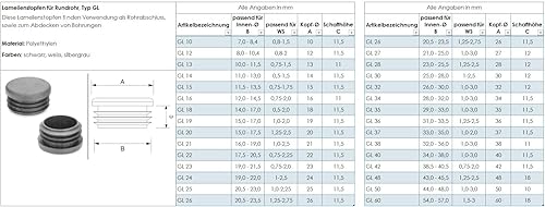 Rundstopfen 22 mm Weiß | 10 Stück | Kunststoff Lamellenstopfen Abdeckkappe - Cheap-Us
