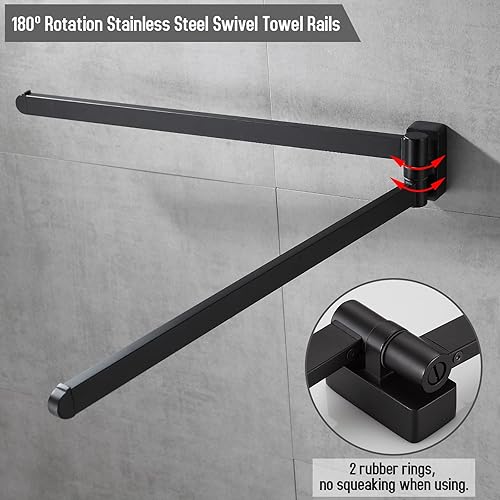 BGL Verchromter Handtuchhalter, Edelstahl, Wandmontage, Handtuchhalter mit 2 Schwenkstangen - Cheap-Us