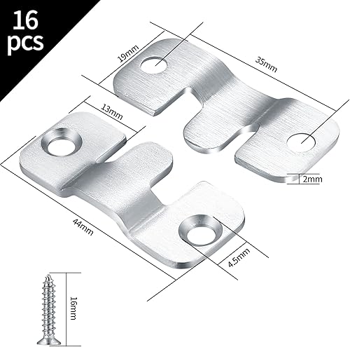 10 Stück Unterputz Verdeckte Halterung, Bilderrahmen Aufhänger Edelstahl, Ineinandergreifende Schnalle Haken, Möbelverbinder mit Schrauben für Spiegel, Wandmontage - 54*30 mm - Cheap-Us