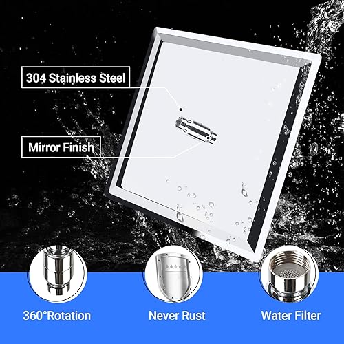 Jmlieben 12 Zoll(30cm) Regenduschkopf Quadratischer Regendusche Duschkopf aus Edelstahl 304 Selbstreinigende Duschkopf Regendusche Brausekopf Chrom (12 Zoll) - Cheap-Us