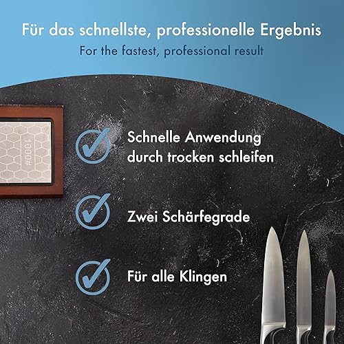 Panteer ® Diamant Schleifstein Set - Messer schärfen mit edler Holzbasis - Gratis Winkelhilfe (Diamant Schleifstein Set) - Cheap-Us
