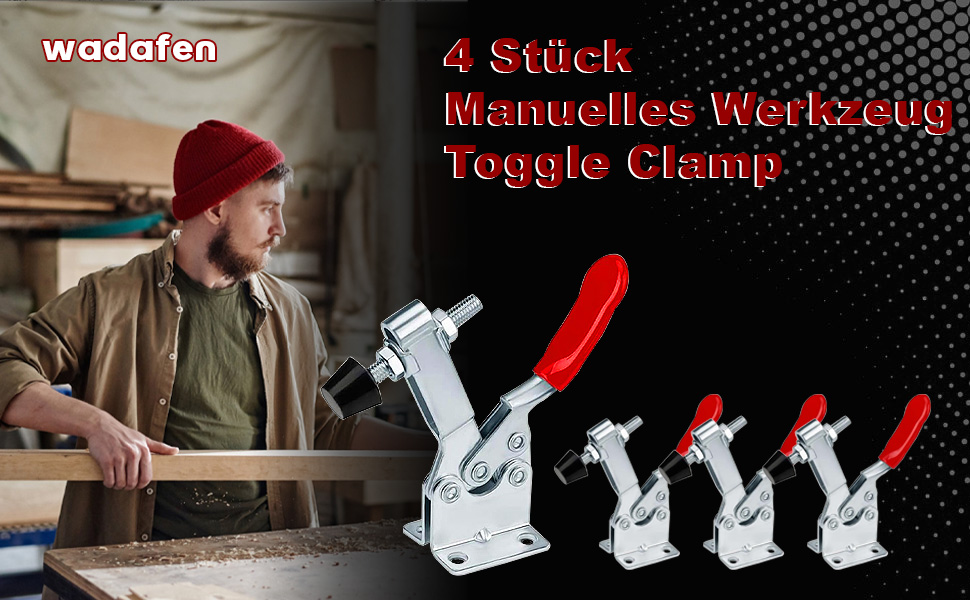 wadafen 4 Kniehebelspanner GH-201-B Toggle Clamp für Maschinen, Holzbearbeitung, Schweißen