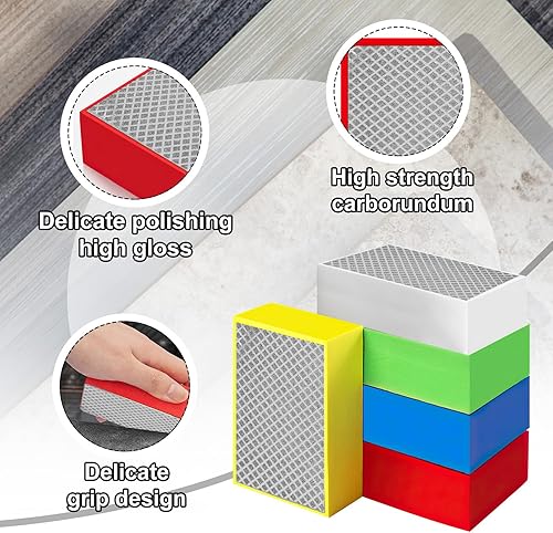 GOMETY Diamant-Handpolierpads, 5 Stück Diamant-Schleifblock-Set, Diamant-Polierpad Block Schleifblock, Glas-Schleifpads zum Schleifen von Beton Granit, Marmor, Keramik 60#, 120#, 240#, 400#,1000# - Cheap-Us