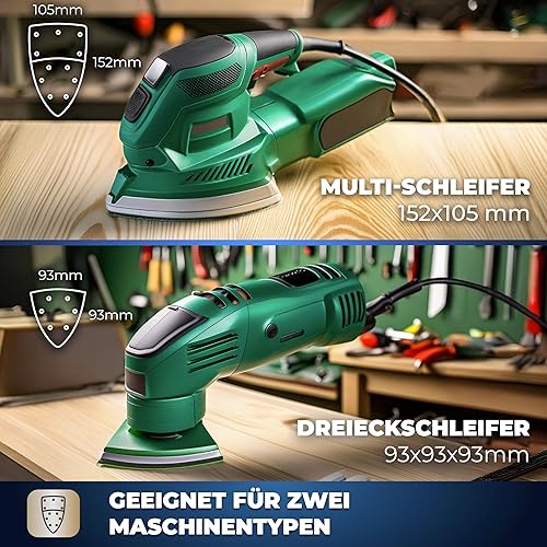 S&R Klett-Schleifpapier Set 105x152 mm (93x93x93 mm) – 60-teilig für Delta- & Dreieckschleifer: Ideal für Holz, Metall, Kunststoff & mehr - Körnung P40 bis P240, 11-Loch, langlebig und effizient - Cheap-Us