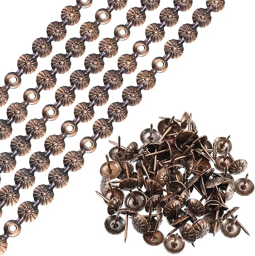 QUARKZMAN 5Stk Polsterstifte Streifen 1Meter Blume Dekorativ Nägel Zierleisten für Sofa Kopfteil Stuhl Möbel mit Polsternägel (11mm Kupfer) - Cheap-Us