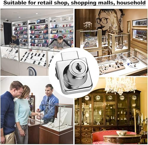 SNAGAROG 2 Stück Glasschrankschloss Einzelnes Glastürschloss Cam Lock Schrankschloss Glasvitrineschloss Möbelschloss Glastüren Sicherheitsschloss mit 4 Schlüssel für Türschrank Schlüssel Vitrine - Cheap-Us