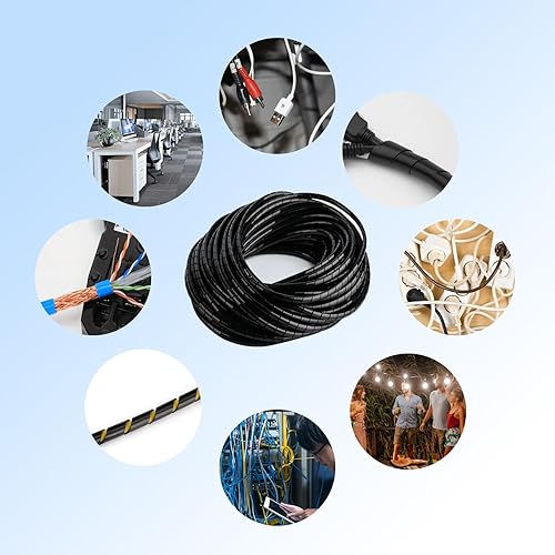 2 STK Spiral Kabelschlauch Schwarz,35 Meter Universal Kabel Spiralschlauch, Kabelschutzschlauch Kabelmanagement, Kabelkanal für TV Computer PC Kabelführung Kabel Organizer 4mm x 20m/6mm x 15m - Cheap-Us