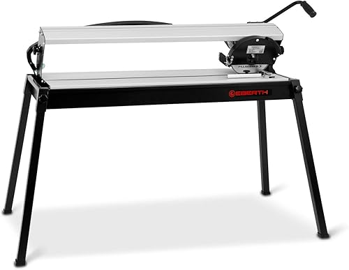 EBERTH Fliesenschneidmaschine Nass, Elektrisch 800 Watt Leistung, 620mm Schnittlänge, Nassschneider mit Tisch, Pumpe und optischem Laser, Elektrischer Fliesenschneider mit 200mm Diamanttrennscheibe - Cheap-Us