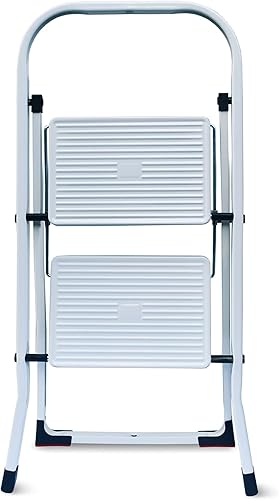 Drabest 2 Stufen Tritthocker Stahl Leiter Klappbar Rutschfester Tragehocker Sicherheit Trittleiter - Cheap-Us