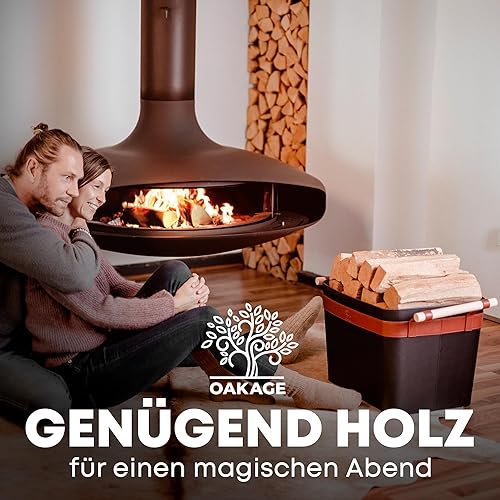 OAKAGE® Holzkorb für Kaminholz Groß aus veganem Leder Kaminholzkorb Feuerholzkorb Brennholzkorb Kaminkorb | Korb Single - Cheap-Us