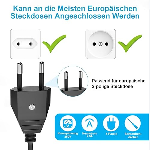 Schuko Stecker Winkelstecker 3 Stücke, Stromstecker Winkelstecker 230v flach, Schutzkontakt Stecker mit Knickschutztülle, Eurostecker für 8-10mm Kabel, IP20, Langlebig und Bruchfest, Schwarz - Cheap-Us