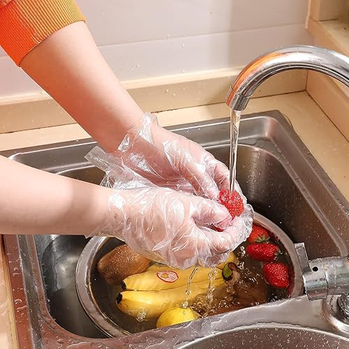 Brandon-super 500 Stück Einweghandschuhe für die Lebensmittelzubereitung - lebensmittelsichere Einweghandschuhe aus Kunststoff, Handhabung von Lebensmitteln, Einheitsgröße für die meisten - Cheap-Us