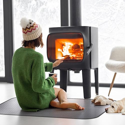 Feuerfeste Kaminmatte 50 x 70 cm | Glasfasersilikon-Hitzeschutzmatte | Feuerfeste Unterlage | Funkenschutzplatte | Bodenmatte | Schützt Böden vor Funken für Kamine Herd, Feuerstelle, Heizungen, Herd - Cheap-Us