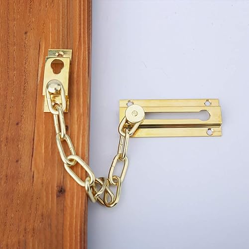 Tiazza Türkette aus reinem Messing, Diebstahlschutz, Sicherheitskette für jeden Türtyp oder jede Größe aufgrund des einzigartigen schmalen Designs - Cheap-Us