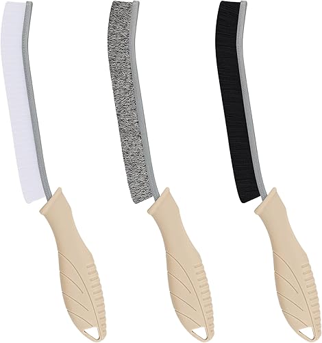 FOOGWEE 3 Stück Fugenbürste Bad Hart Bürsten Set - Drahtbürste Nylonbürste Hartborsten-eckenreinigungsbürste - Multifunktionsbürste zur Reinigung Rost Staub Schimmel und Mehltau in Ritzen und Ecken - Cheap-Us