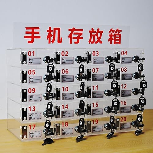 LVRUIEDS Handyaufbewahrung, Persönliche Aufbewahrungsbox Mit 12/15/20/25/30/40 Steckplätzen, Transparentes Handyschließfach Mit Schloss, Desktop-Handy-Aufbewahrungsschrank Für Mitarbeiter(20 Slots) - Cheap-Us