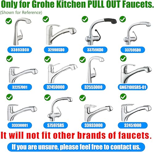 46092000 Küchenarmaturschlauch Ersatzteile, herausziehbarer Sprüh-Ersatzschlauch für GROHE 46092000 LadyLux Schlauch, 15 mm x ½ x 1500 Zoll, Chrom - Cheap-Us