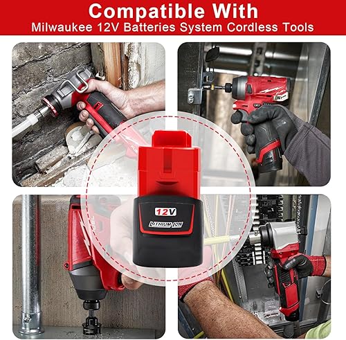 Powarobor 2 Stück M12 12V 3.0Ah Ersatzakku und 1 Stück Ladegerät Starter Kit Kompatibel mit Milwaukee 12Volt Li-Ion Akkus Werkzeuge - Cheap-Us