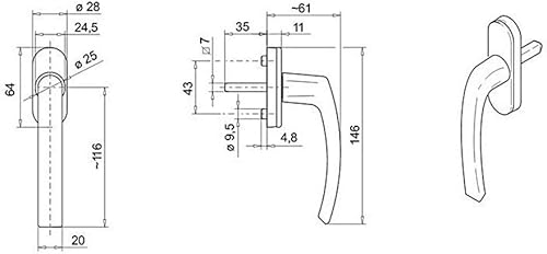 Veshy x Aluminium-Fenstergriffe in Weiß RAL 9016 – Stiftlänge 35 mm 2 - Cheap-Us