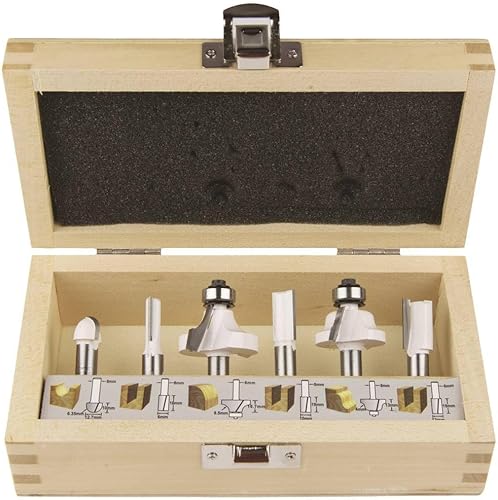 Makita D-53540 Fräser-Set 6-teilig in Holzkasette, Hartmetall, 8 mm Schaft für Oberfräser, für Holz, EN847 - Cheap-Us