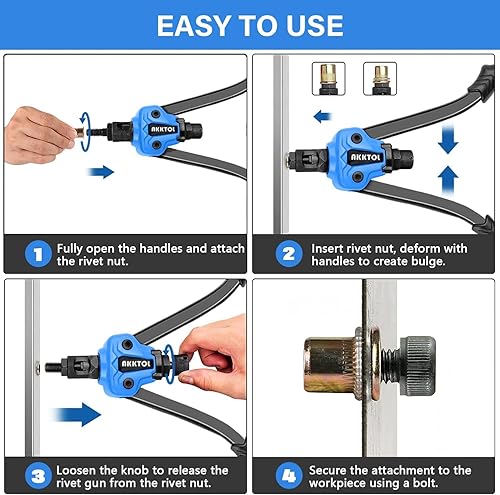 AKKTOL Nietmutternzange Set inkl. 80 Nietmuttern M3-M12, Dorne, Box & Schutzgehäuse - Robuste Gewindenieten Zange Set für Autoreparatur & Metallbearbeitung - Cheap-Us