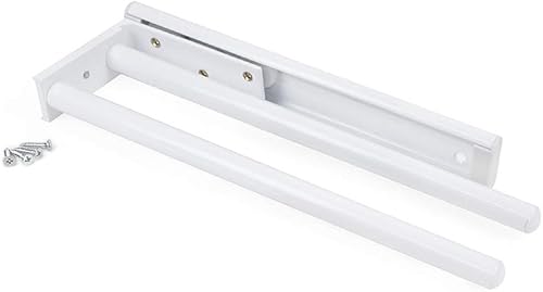 Emuca - Ausziehbarer Handtuchhalter mit 2 Armig, handtuchauszug küche oder Bad aus matt eloxiertem Aluminium, Länge 440mm - Cheap-Us