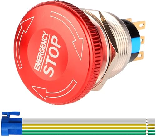 Gebildet 22mm Edelstahl Metallverriegelung Not-Aus-Druckschalter 12-220V 3A 1NO 1NC mit Anschlussstecker - Cheap-Us