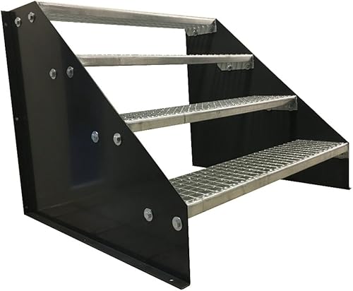 TMM Freistehende Standtreppe Stahltreppe 4 Stufen/Breite 60cm Höhe 84cm Anthrazitgrau/Stabile Industrietreppe für den Außenbereich - Cheap-Us