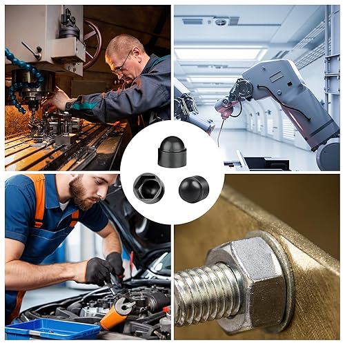 VEGCOO 50 Stück Hutmuttern M4,Kunststoff Schutzkappen Für Schrauben M4 Schwarzer Langlebiger Standard Sechskantmutter Kappe Kunststoffkappen Schraubenkappen Für Gewindestange - Cheap-Us