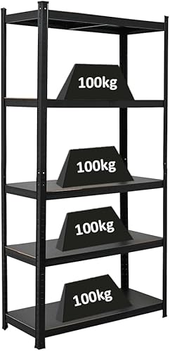 PROREGAL All Black Series Schwerlastregal Ragnar für Gesamtlast 500kg Maße: 180x45x45cm Matt Schwarz, Kellerregal, Steckregal, Garagenregal - Cheap-Us